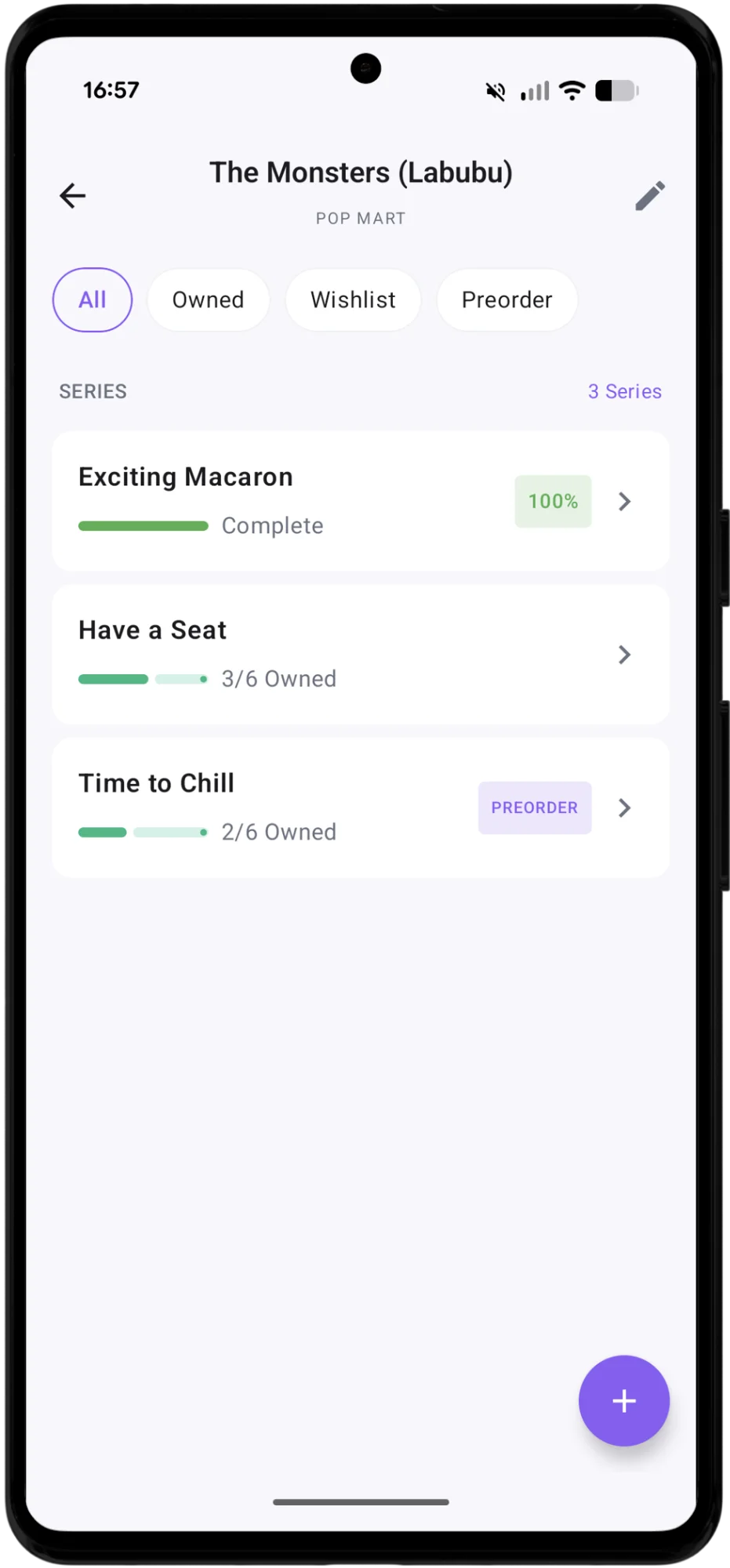 Cubby app collection screen